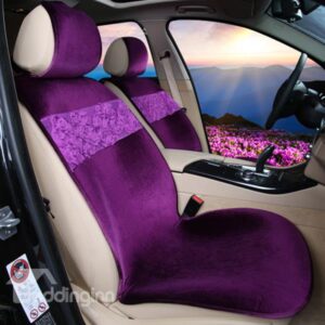 Elegant and Concise Short Plush Floral Designed Universal Fit Car Seat Cover