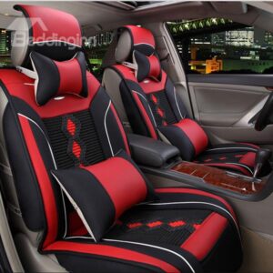 Comfortable and Durable Leather Material Color Blocked Universal Fit Car Seat Cover