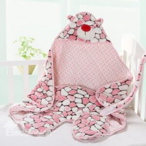 Lovely Pink Bear Warm&Soft Coral Fleece Baby Sleeping Bag