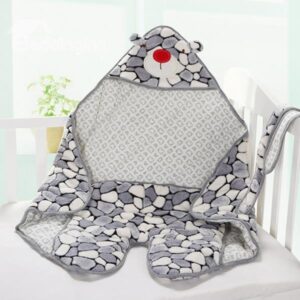 Lovely Little Gray Bear Warm&Soft Coral Fleece Baby Sleeping Bag