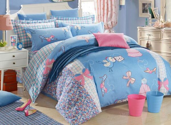 Blue Romantic Dream Cotton Kids 3-Piece Duvet Cover Sets