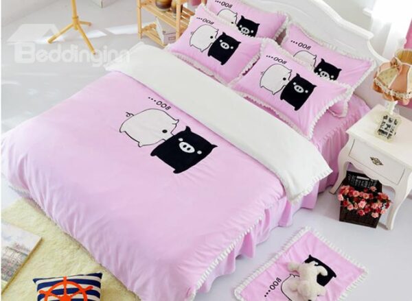Super Cute Baby Pig Print Cotton Kids 3-Piece Duvet Cover Sets