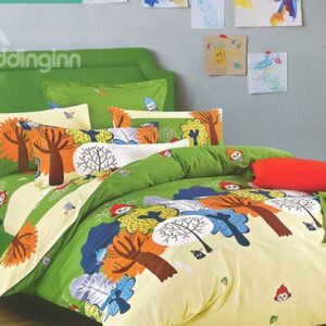 Happy Forest Family 100% Cotton Kids 3-Piece Duvet Cover Sets