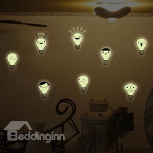 Creative Expression Bulb Design Luminous Wall Sticker 2-Piece