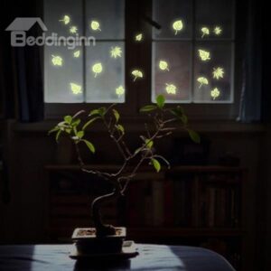 Stunning Luminous Leaf Design Wall Sticker 2-Piece