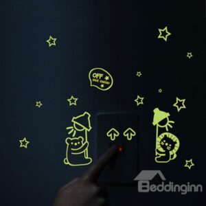 Creative Cartoon Luminous Light Switch Wall Sticker 2-Piece