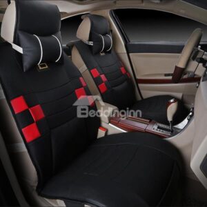Popular Designed Sporty Plaid Patterned PU Leather Universal Fit Car Seat Cover