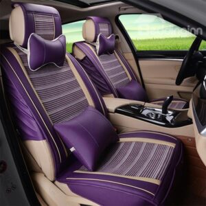 Classic And Durable Stripe Patterned Ice Silk Universal Fit Car Seat Cover