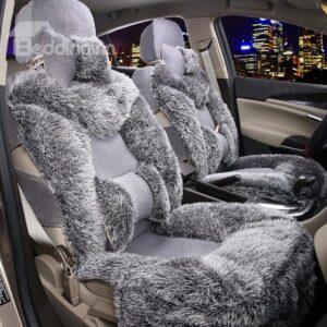 Warm And Cosy Single Colored Long Plush Universal Fit Car Seat Cover