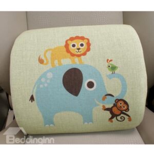 Concise and Styling Linen Material Lion Elephant Lumbar Support Car Pillow