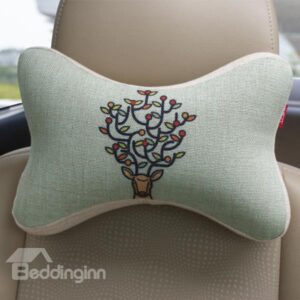 Concise and Styling Linen Material Branch Buckhorn Car Neckrest Pillow