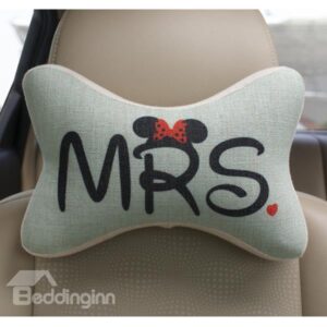 Concise and Styling Linen Material MRS Letter Car Neckrest Pillow