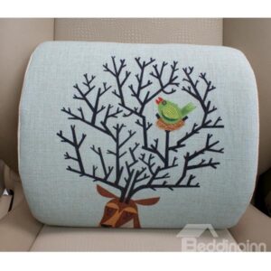 Concise and Styling Linen Material Bird Buckhorn Lumbar Support Car Pillow