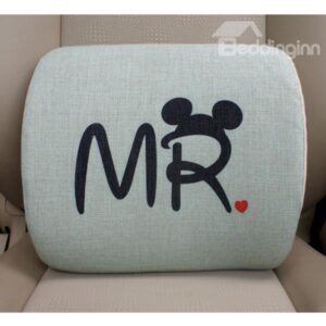 Concise and Styling Linen Material MR Letter Lumbar Support Car Pillow