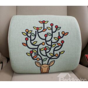 Concise and Styling Linen Material Branch Buckhorn Lumbar Support Car Pillow