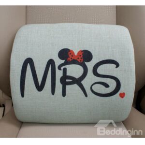 Concise and Styling Linen Material MRS Letter Lumbar Support Car Pillow