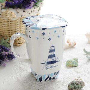 Wonderful Lighthouse Pattern Ceramic Tall Coffee Mug