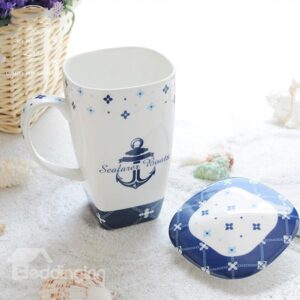 Wonderful Seafaring Theme Ship Anchor Pattern Ceramic Tall Coffee Mug