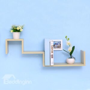 Creative Double S Design Wooden Wall Shelf