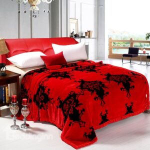 Top Class Exquisite Jacquard Red Raschel Blanket