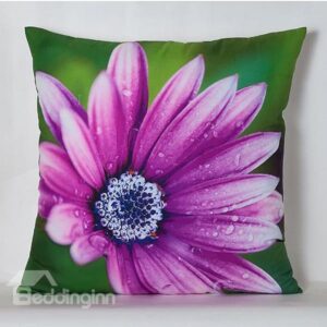 Fresh Purple Daisy Print Polyester Throw Pillow