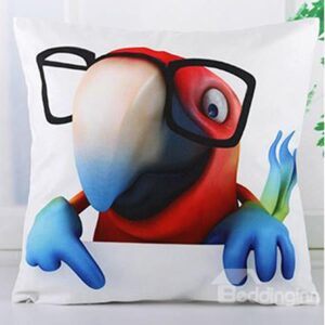 Funny Colorful Parrot Print Plush Throw Pillow
