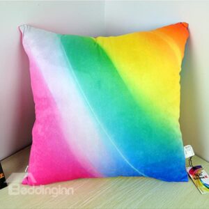 Pretty Rainbow Colored Design Polyester Throw Pillow