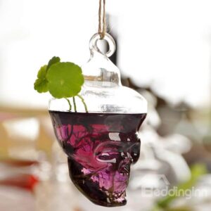 Creative Skull Design Glass Flower Water Plant Hanging Wall Vase