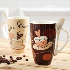Wonderful Coffee Cup Pattern Ceramic Tall Mug Sets 1-Pair