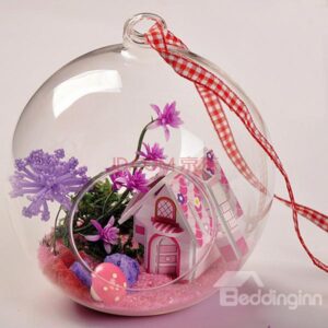Wonderful DIY Glass Ball Miniature Dollhouse Princess Pink Desktop Decoration