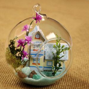 Wonderful DIY Glass Ball Miniature Dollhouse Coastal Villa Desktop Decoration