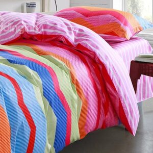 Beautiful Colorful Stripes Pattern Kids Cotton 3-Piece Duvet Cover Sets