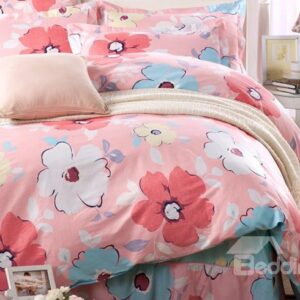 Vivid Flowers Pattern Cotton Kids 3-Piece Duvet Cover Sets