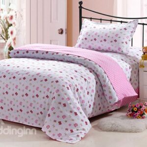 Cute Tiny Bowknot Pattern Kids Cotton 3-Piece Duvet Cover Sets