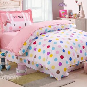 Colorful Polka Dot Pattern Kids 100% Cotton 3-Piece Duvet Cover Sets