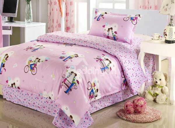 Sweet Couples Print Kids Cotton 3-Piece Duvet Cover Sets
