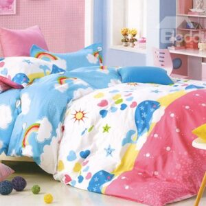 Lovely Whale in Pink Ocean Print Kids Cotton 3-Piece Duvet Cover Sets