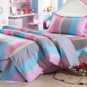 Simple Pink Stripes Pattern Kids Cotton 3-Piece Duvet Cover Sets