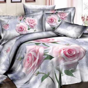 Graceful Pretty Light Pink Roses Print 4-Piece Duvet Cover Sets
