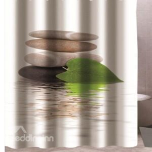 New Style Stones and Leaf Print Shower Curtain