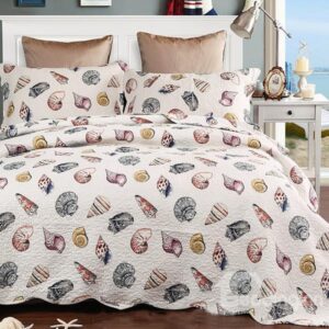 Fancy Colorful Conch Print Cotton 3-Piece Bed in a Bag