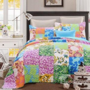 American Country Style Flowers Print Cotton 3-Piece Bed in a Bag