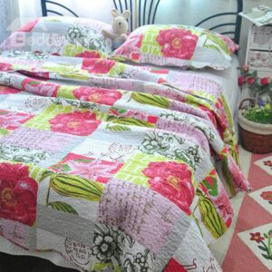 Bright Red Flowers Print Cozy Cotton 3-Piece Bed in a Bag