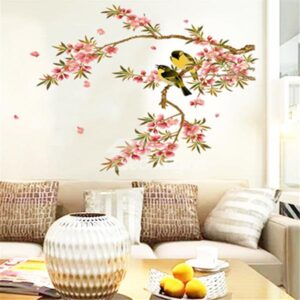 Wonderful Tree Branch with Flowers and Birds Removable Wall Sticker