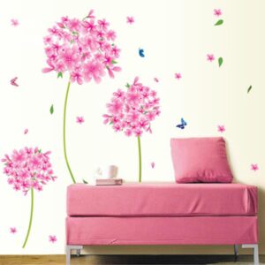 Gorgeous Pink Flower Ball Removable Wall Sticker