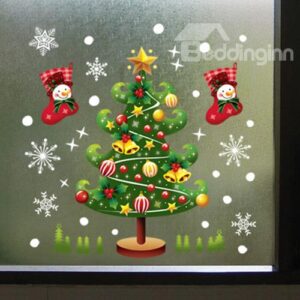 Wonderful Double-Side Chritstmas Tree Pattern Window Glass Removable Wall Sticker