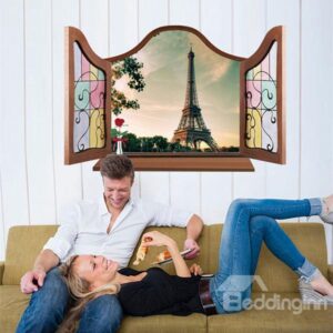 Amazing Window View Eiffel Tower Removable 3D Wall Sticker
