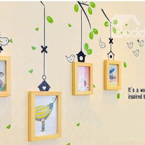 Wonderful Tree Branches Wall Sticker Wooden 5-Frame Wall Photo Frame