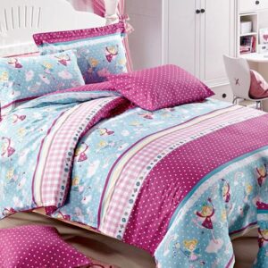 Princess on Clouds Print Cotton Kids 3-Piece Duvet Cover Sets