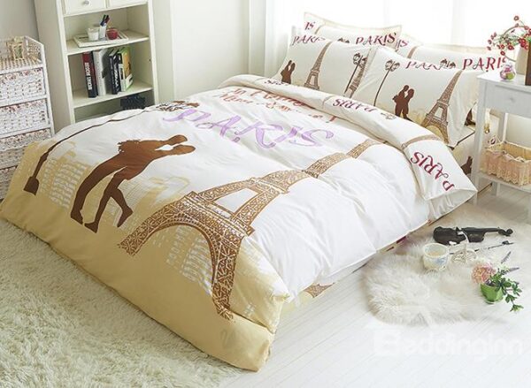Love in Paris 100% Cotton Kids 4-Piece Duvet Cover Sets